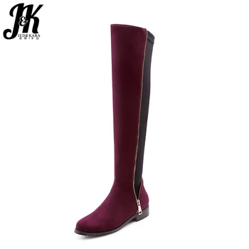 JK Over The Knee Women Boots 2018 New Flock Zip Boot Round Toe Footwear Thick Low Heels Rubber Shoes Winter Black Ladies Shoes
JK Over The Knee Women Boots 2018 New Flock Zip Boot Round Toe Footwear Thick Low Heels Rubber Shoes Winter Black Ladies Shoes