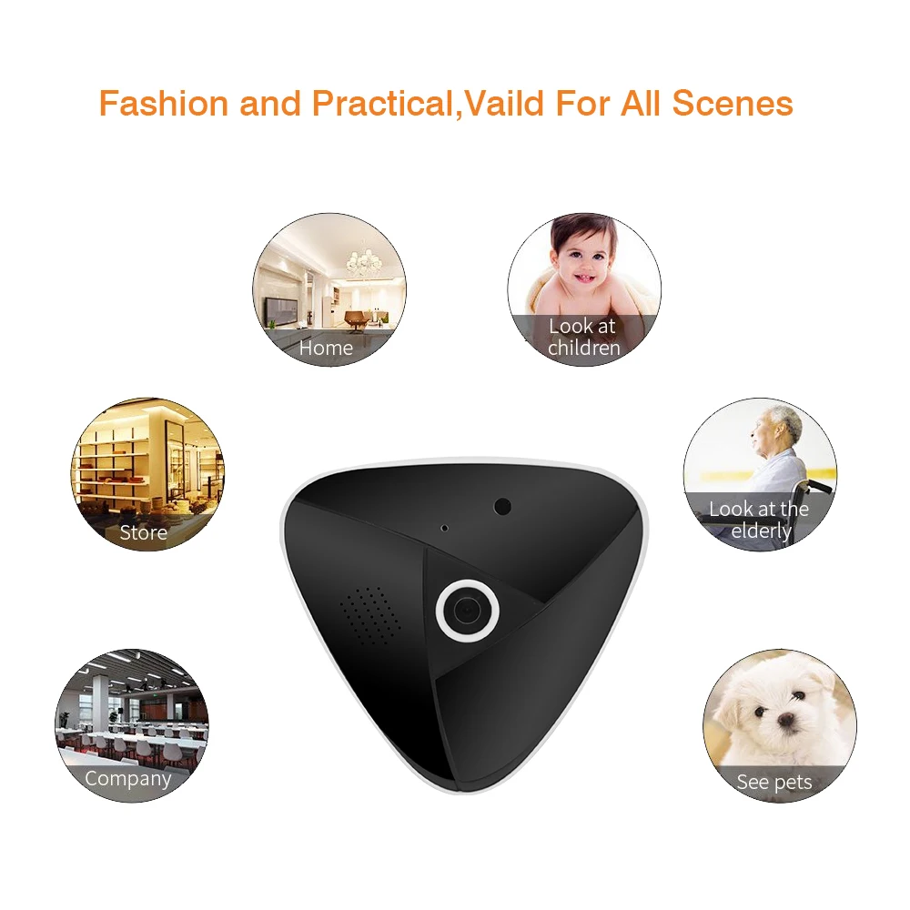 Wistino HD 3MP CCTV Wifi IP Camera 360 Degree Smart Home Mini Panoramic VR Camera Wireless Surveillance Security Camera Fisheye (5)