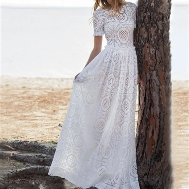 2019 Summer Women Lace Patchwork Beach Dress Casual Short Sleeve White Long Dress Solid Elegant Swim Cover Up Maxi Dress
2019 Summer Women Lace Patchwork Beach Dress Casual Short Sleeve White Long Dress Solid Elegant Swim Cover Up Maxi Dress
