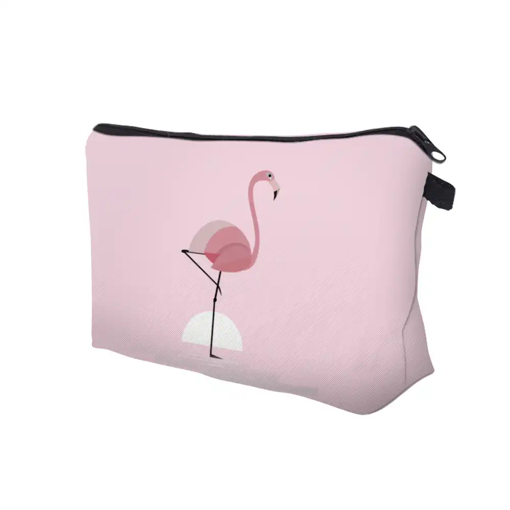 Deanfun ピンク化粧品バッグ 3d 印刷フラミンゴかわいい必需女性トイレタリー収納 Gooum