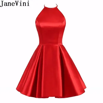 JaneVini Simple Halter Satin Bridesmaids Dresses for Women Wedding Party Dress Backless A Line Girls Short Homecoming Dress 2018
JaneVini Simple Halter Satin Bridesmaids Dresses for Women Wedding Party Dress Backless A Line Girls Short Homecoming Dress 2018