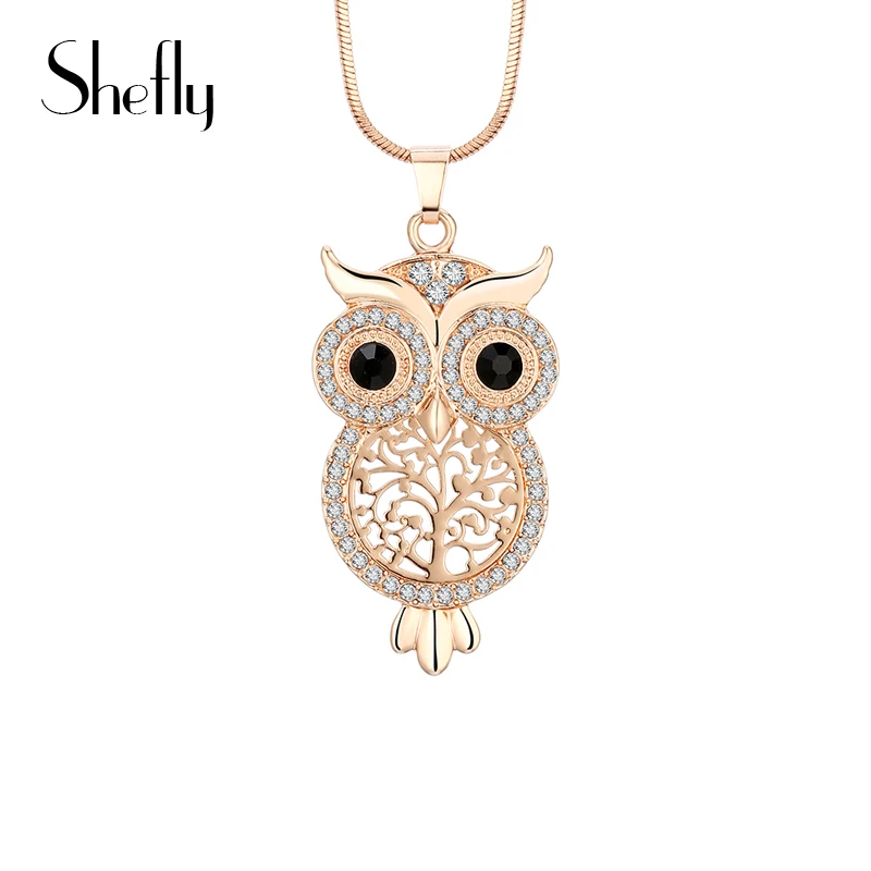 Crystal Cute Owl Hollow Out Pendant Long Necklace Female Gold Silver Tree Of Life Women Collier Short Chain Jewelry Hot Fashion
Crystal Cute Owl Hollow Out Pendant Long Necklace Female Gold Silver Tree Of Life Women Collier Short Chain Jewelry Hot Fashion