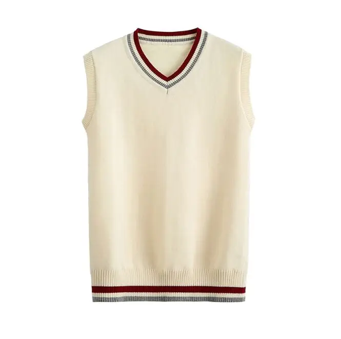 Unisex Women Men Spring Japanese JK High School Uniform Striped Knitted Sweater Top V-neck Sleeveless Knitting Tank Pullover Top
Unisex Women Men Spring Japanese JK High School Uniform Striped Knitted Sweater Top V-neck Sleeveless Knitting Tank Pullover Top