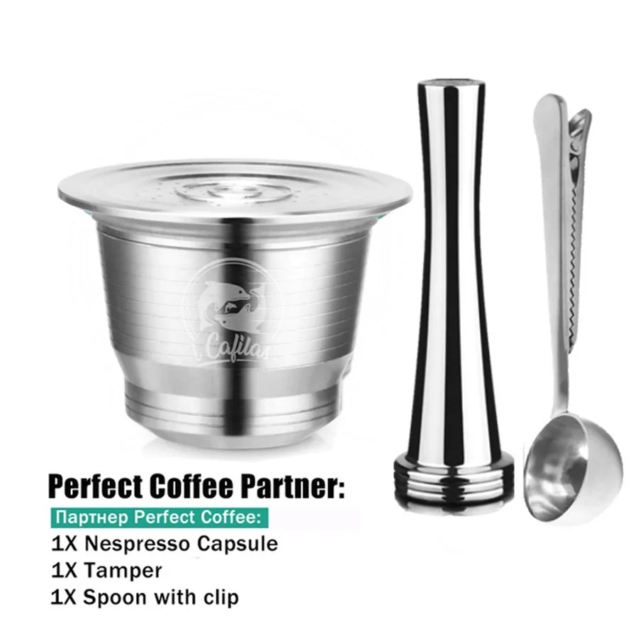 Stainless Steel Nespresso Coffee Filter Reusable Capsule +Stainless CoffeeTamper +Multifunction Metal Coffee Spoon with Clip
Stainless Steel Nespresso Coffee Filter Reusable Capsule +Stainless CoffeeTamper +Multifunction Metal Coffee Spoon with Clip