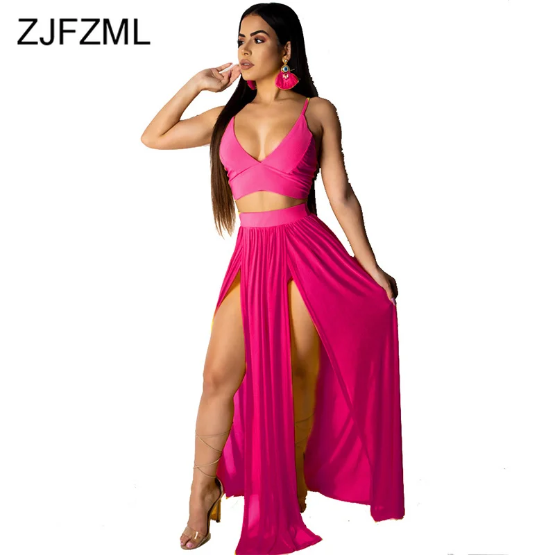 Summer 2 Piece Matching Sets Women V Neck Backless Crop Top And High Split Chiffon Skirts Sweat Suit Sexy Two Piece Club Outfit
Summer 2 Piece Matching Sets Women V Neck Backless Crop Top And High Split Chiffon Skirts Sweat Suit Sexy Two Piece Club Outfit
