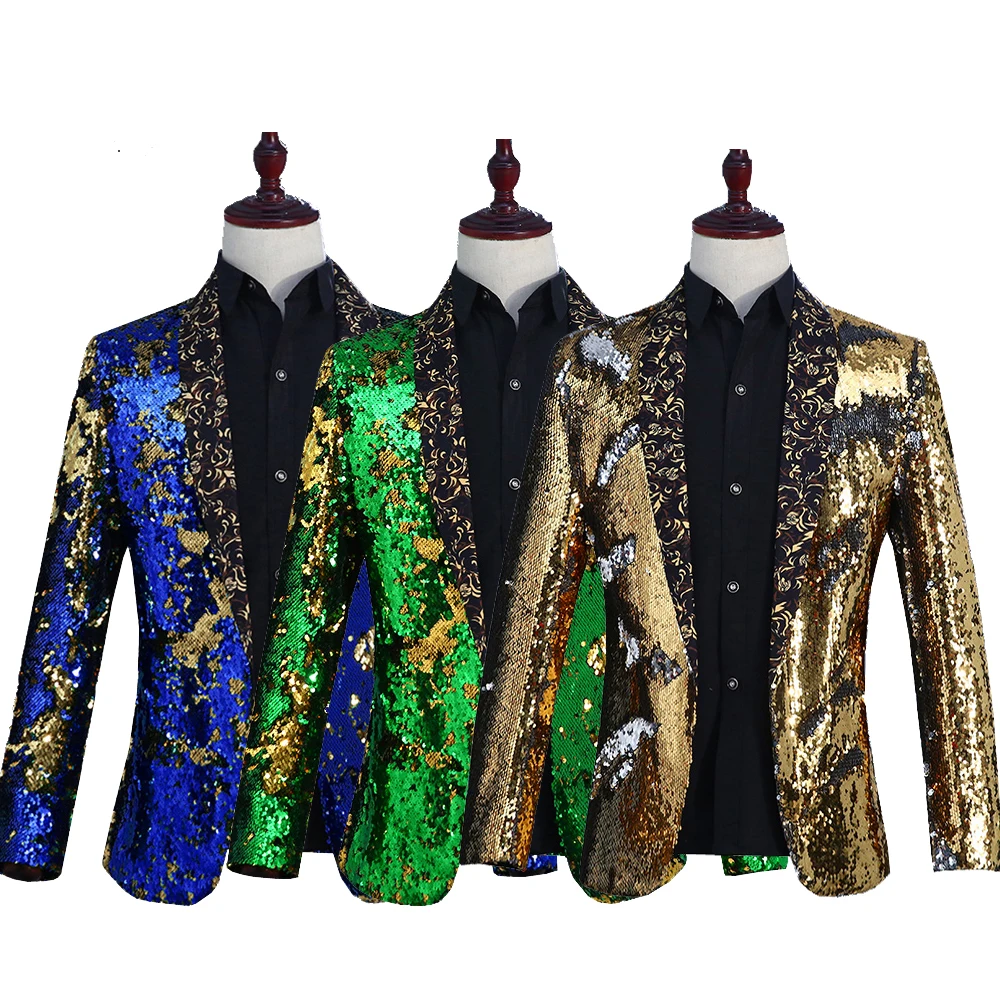 2019 new men's fashion sequins green fruit collar suit jacket show stage costumes suit nightclub bar DJ men singer suit
2019 new men's fashion sequins green fruit collar suit jacket show stage costumes suit nightclub bar DJ men singer suit