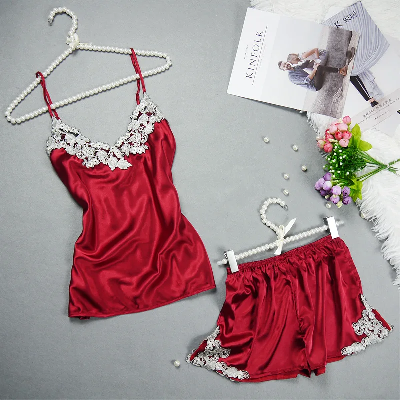 Summer Women's Sexy Hollow Out Lace & Satin Pajamas Sets Fashion Female Nighties High Quality Padded Bust Sleepwear
Summer Women's Sexy Hollow Out Lace & Satin Pajamas Sets Fashion Female Nighties High Quality Padded Bust Sleepwear