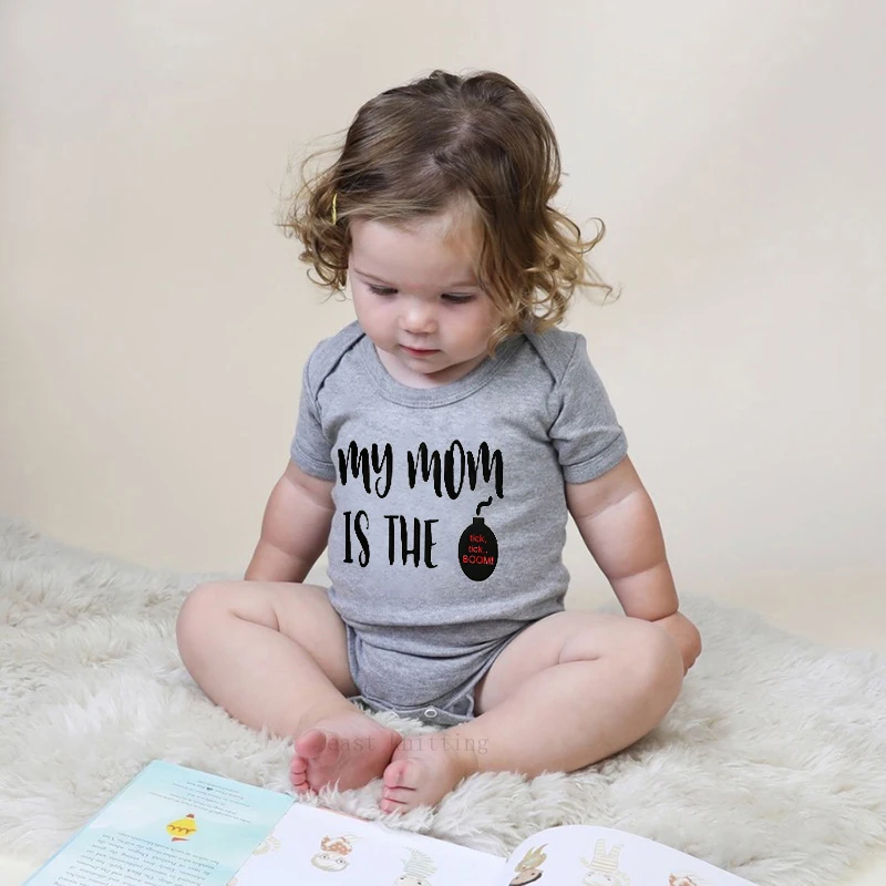 Boys Girls Summer Baby Boy Girl Short Sleeve My Mom Is The Tick Tick Boom Jumpsuit Romper Newborn Baby Clothes Gray
Boys Girls Summer Baby Boy Girl Short Sleeve My Mom Is The Tick Tick Boom Jumpsuit Romper Newborn Baby Clothes Gray