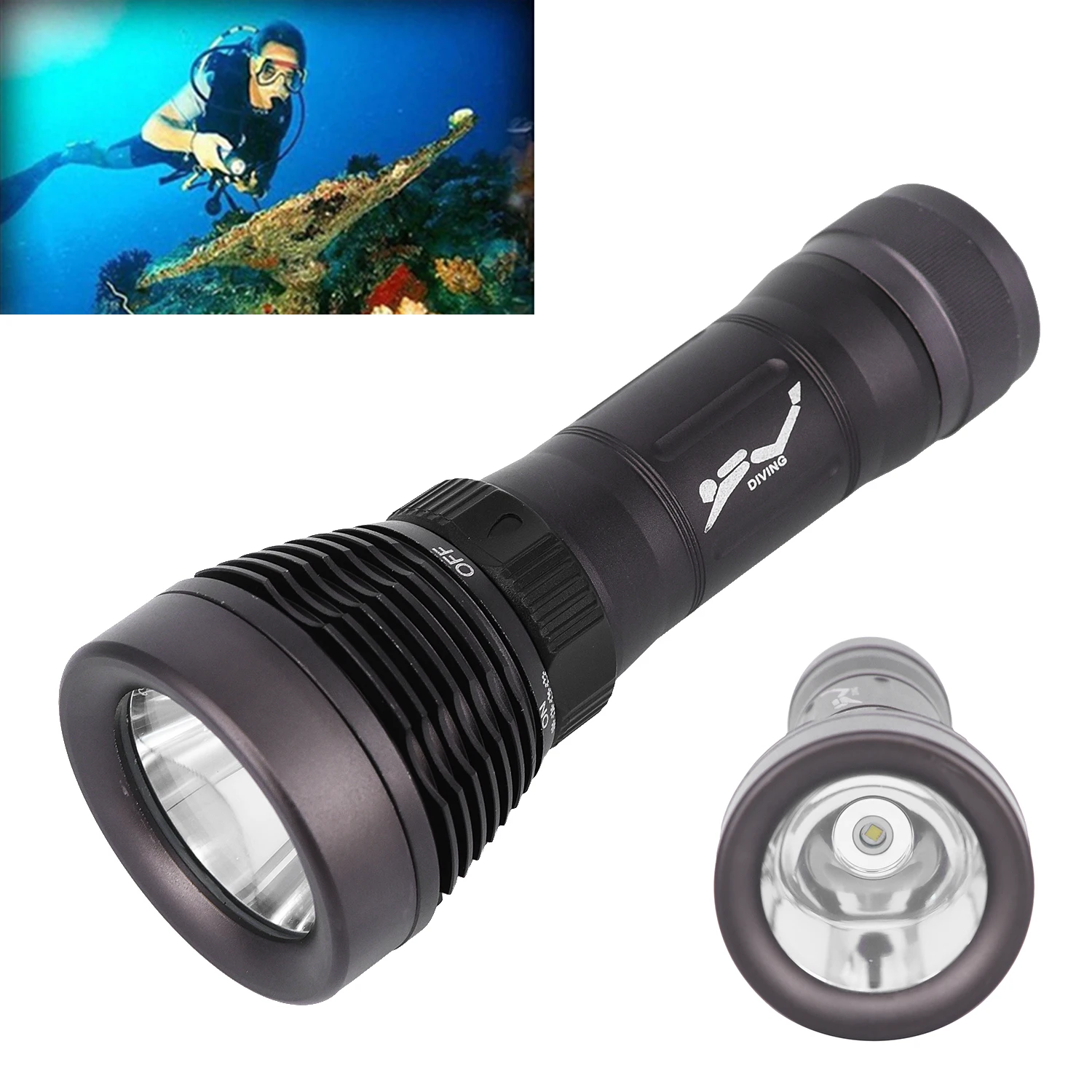 8000 Lumen Underwater Scuba T6 LED Diving Flashlight Torch 26650 Lamp Light for diving use
8000 Lumen Underwater Scuba T6 LED Diving Flashlight Torch 26650 Lamp Light for diving use