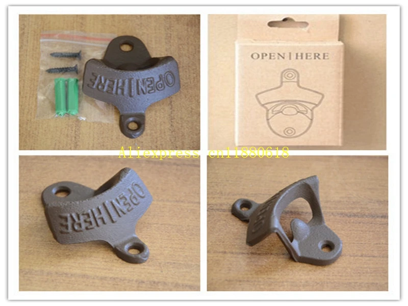 

300pcs/lot Retro Wall Mounted Vintage Antique Bottle Beer Opener Hanging Wall Hook Beer Openers With screws