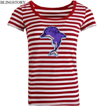 BLINGSTORY Short Sleeve Black White Striped T Shirt Casual Plus Size Cotton Tees Harajuku Color Change Sequin Tshirt Women 5XL
BLINGSTORY Short Sleeve Black White Striped T Shirt Casual Plus Size Cotton Tees Harajuku Color Change Sequin Tshirt Women 5XL