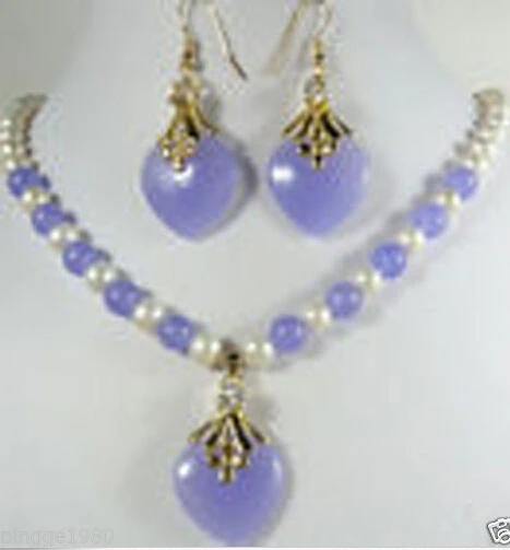 free shipping $wholesale_jewelry_wig$ Jewelry White Pearl Purple Necklace Earring Set | Украшения и аксессуары