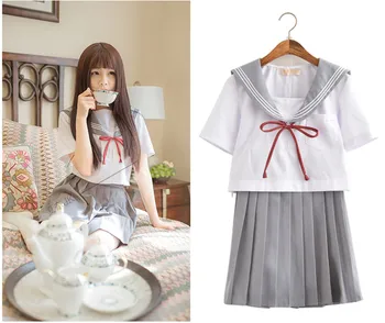 Japanese Youghth High school student Uniform Dress women sexy Lolita High School Chorus dress grey Sailor collar dress
Japanese Youghth High school student Uniform Dress women sexy Lolita High School Chorus dress grey Sailor collar dress
