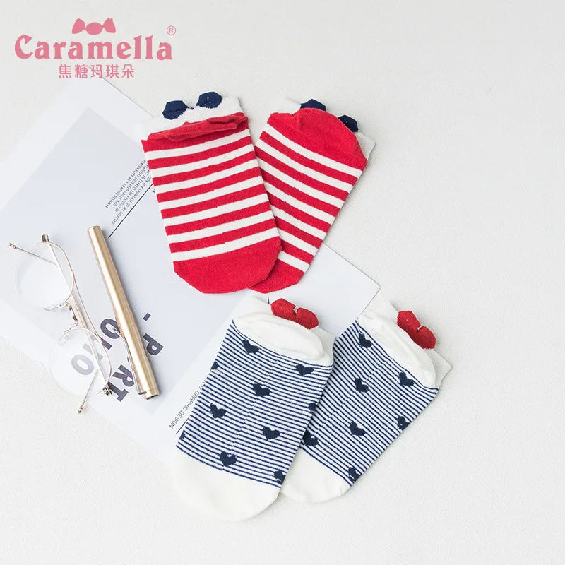 2Pair/lot Caramella 2018 New Lovely Cartoon Striped Cotoon Socks for Girls Red Blue 3D Ears Women Ankle Socks Slippers
2Pair/lot Caramella 2018 New Lovely Cartoon Striped Cotoon Socks for Girls Red Blue 3D Ears Women Ankle Socks Slippers