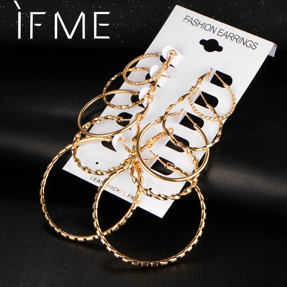 IF ME Steampunk 5 PCS/Set Geometric Stud Earrings Gold Color For Women Big Circle Earring Hiphop Cool Girl Jewelry Brincos
IF ME Steampunk 5 PCS/Set Geometric Stud Earrings Gold Color For Women Big Circle Earring Hiphop Cool Girl Jewelry Brincos