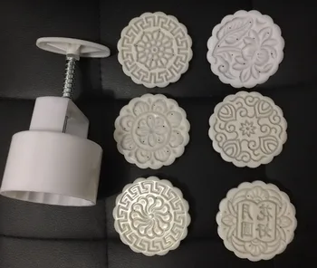 125g round shape flower patten Moon Cake Molds with 6 Stamps plastic hand pressure chinese moon cake mould,
125g round shape flower patten Moon Cake Molds with 6 Stamps plastic hand pressure chinese moon cake mould,
