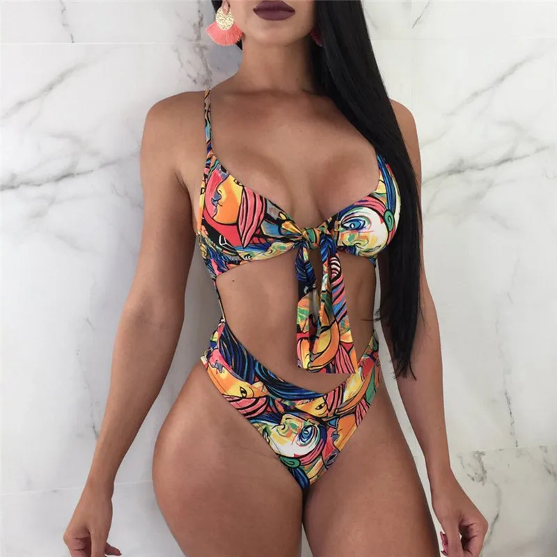 New Summer Sexy Women One-Piece Swimwear Bandage Bikini Push-up Padded Bathing Suit Cartoon Graffiti One Piece Swimsuit Monokini
New Summer Sexy Women One-Piece Swimwear Bandage Bikini Push-up Padded Bathing Suit Cartoon Graffiti One Piece Swimsuit Monokini