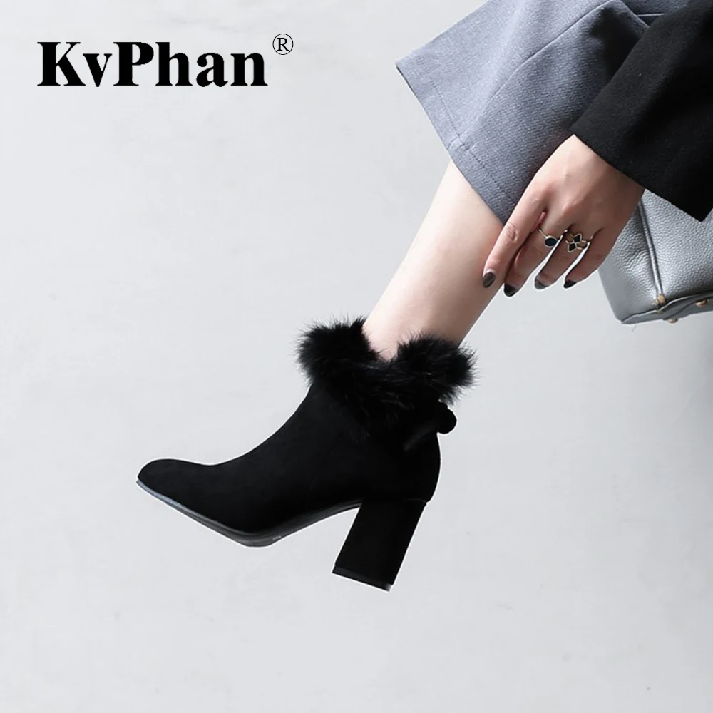 KvPhan Women's Winter Boots Real Fur 2018 Wood Square Heels 5.5 cm Black Gray Kid Suede Casual Solid Basic High Boots for Lady 
KvPhan Women's Winter Boots Real Fur 2018 Wood Square Heels 5.5 cm Black Gray Kid Suede Casual Solid Basic High Boots for Lady
