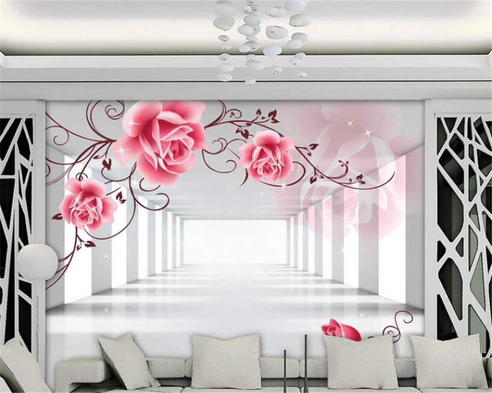 

Beibehang Custom Wallpaper 3D Stereo Murals Rose Vine TV Background Wall Living Room Bedroom Mural wallpaper for walls 3 d