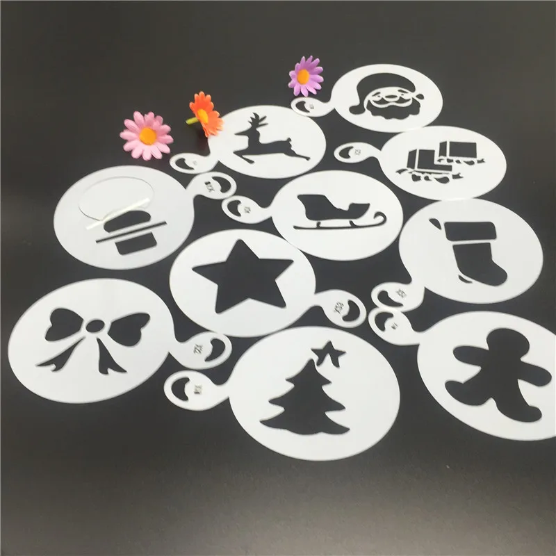 10PCS Christmas Pattern Cake DIY Mold Coffee Fondant Printing Stencils Cake Decorating Spray Template 8.5*8.5cm
10PCS Christmas Pattern Cake DIY Mold Coffee Fondant Printing Stencils Cake Decorating Spray Template 8.5*8.5cm