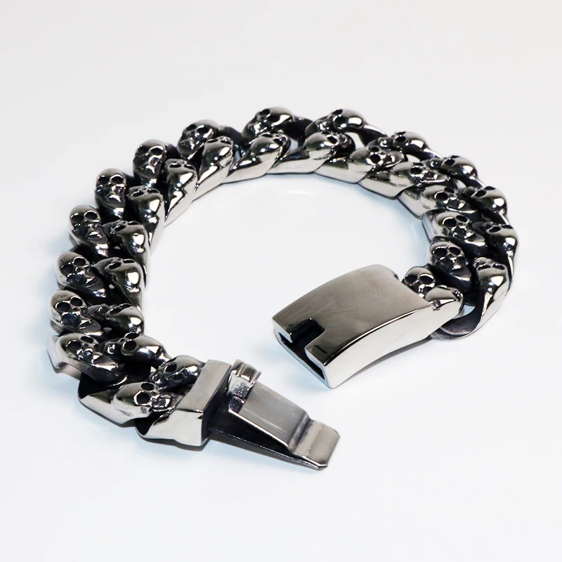 2018 Vintage Men's Bracelet Stainless Steel Silver Link Chain Jewelry For Men Magnetic Buckle 15mm Width Skull Accessories VB792 
2018 Vintage Men's Bracelet Stainless Steel Silver Link Chain Jewelry For Men Magnetic Buckle 15mm Width Skull Accessories VB792
