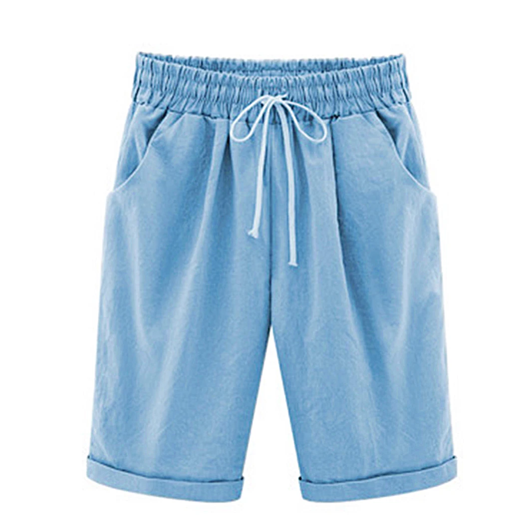 Ladies Casual Loose Mid Waist Short Trousers Women Hot Plus Size Summer Cropped Pants Light Khaki/Blue Solid Simple Loose Capris
Ladies Casual Loose Mid Waist Short Trousers Women Hot Plus Size Summer Cropped Pants Light Khaki/Blue Solid Simple Loose Capris