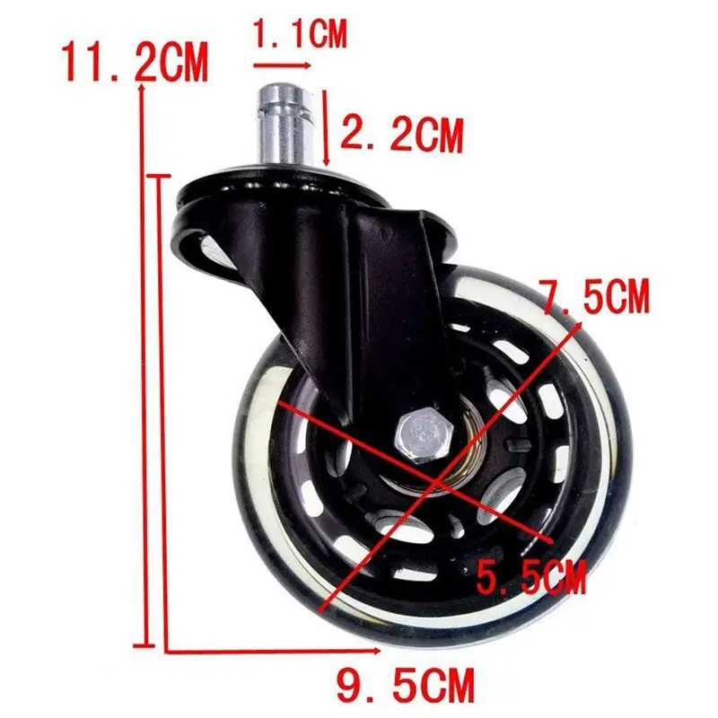 4x Black swivel PU wheels castor Set, Diameter 75mm = 3inch, 180kg for your home or office furniture chair table trolley dolly
4x Black swivel PU wheels castor Set, Diameter 75mm = 3inch, 180kg for your home or office furniture chair table trolley dolly