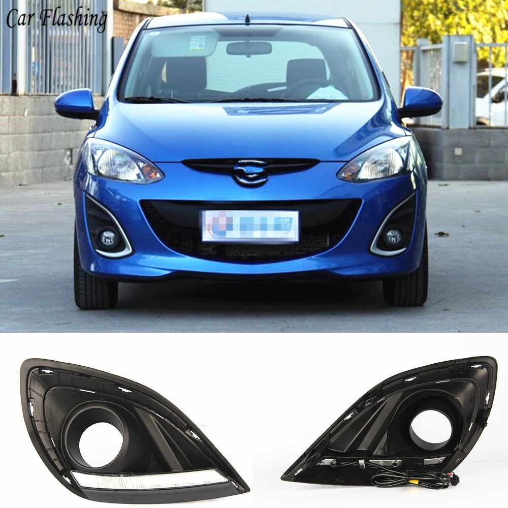 Car Flashing 1 Set 12V ABS LED DRL Daytime Running Light Daylight Fog Lamp Cover For Mazda 2 Mazda 2 2012 2013 2014 2015
Car Flashing 1 Set 12V ABS LED DRL Daytime Running Light Daylight Fog Lamp Cover For Mazda 2 Mazda 2 2012 2013 2014 2015
