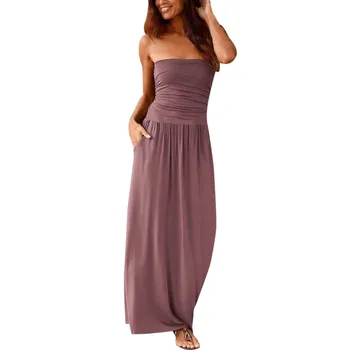 Women Elegant Dress Solid Color Strapless Off Shoulder Dress Long Backless Summer Beach Dress For Female Sundress #BL3
Women Elegant Dress Solid Color Strapless Off Shoulder Dress Long Backless Summer Beach Dress For Female Sundress #BL3