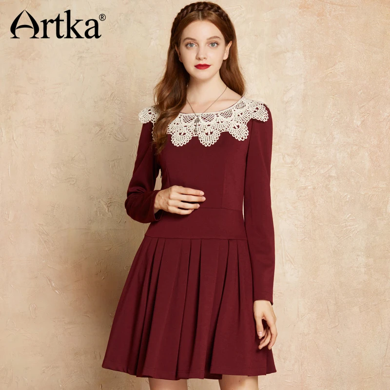 ARTKA New Spring Winter New Women Sheatth Dress Contrast Color Hooked Collar Slim Vintage Pleated Literary Dress LA10472Q
ARTKA New Spring Winter New Women Sheatth Dress Contrast Color Hooked Collar Slim Vintage Pleated Literary Dress LA10472Q