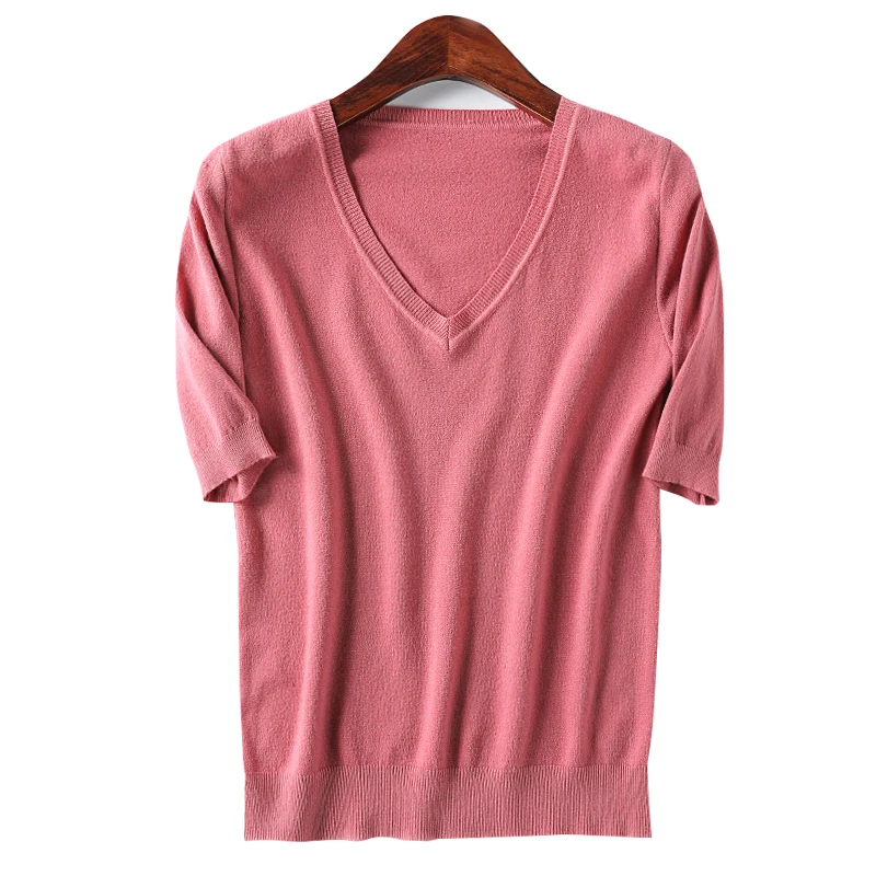 2019 Autumn New V-Neck Pullovers Ladies Short Sleeve knitted Cashmere Sweater Blend Slim Style Solid Color Knitwear
2019 Autumn New V-Neck Pullovers Ladies Short Sleeve knitted Cashmere Sweater Blend Slim Style Solid Color Knitwear