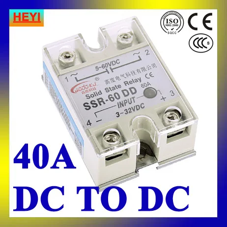 SSR 40DD DC to DC single phase solid state relay,SSR-40DD Input 3-32V DC load voltage 5-60V DC
SSR 40DD DC to DC single phase solid state relay,SSR-40DD Input 3-32V DC load voltage 5-60V DC