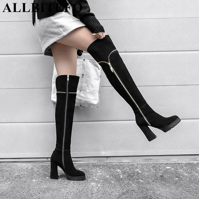 ALLBITEFO fashion brand genuine leather+pu thick heel women boots winter high heels platform over knee high boots girls shoes
ALLBITEFO fashion brand genuine leather+pu thick heel women boots winter high heels platform over knee high boots girls shoes