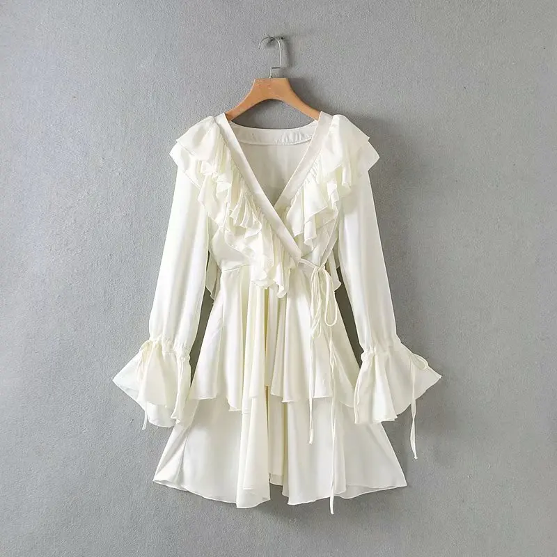 QZ908 Women White Color Fairy Ruffles V Neck Summer Fairy Dress Slim Waist Sweet Flare Sleeve Dresses
QZ908 Women White Color Fairy Ruffles V Neck Summer Fairy Dress Slim Waist Sweet Flare Sleeve Dresses