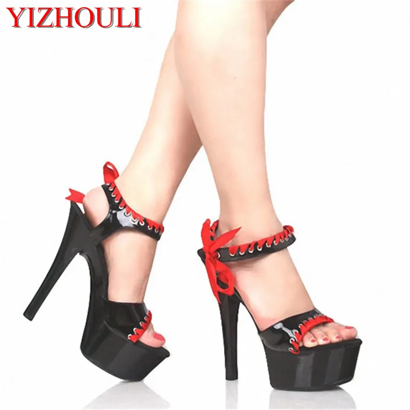 

15cm Fashion and lovely princess bowknot adornment chalaza sandal ultrahigh pure color temptation with taste of shoes