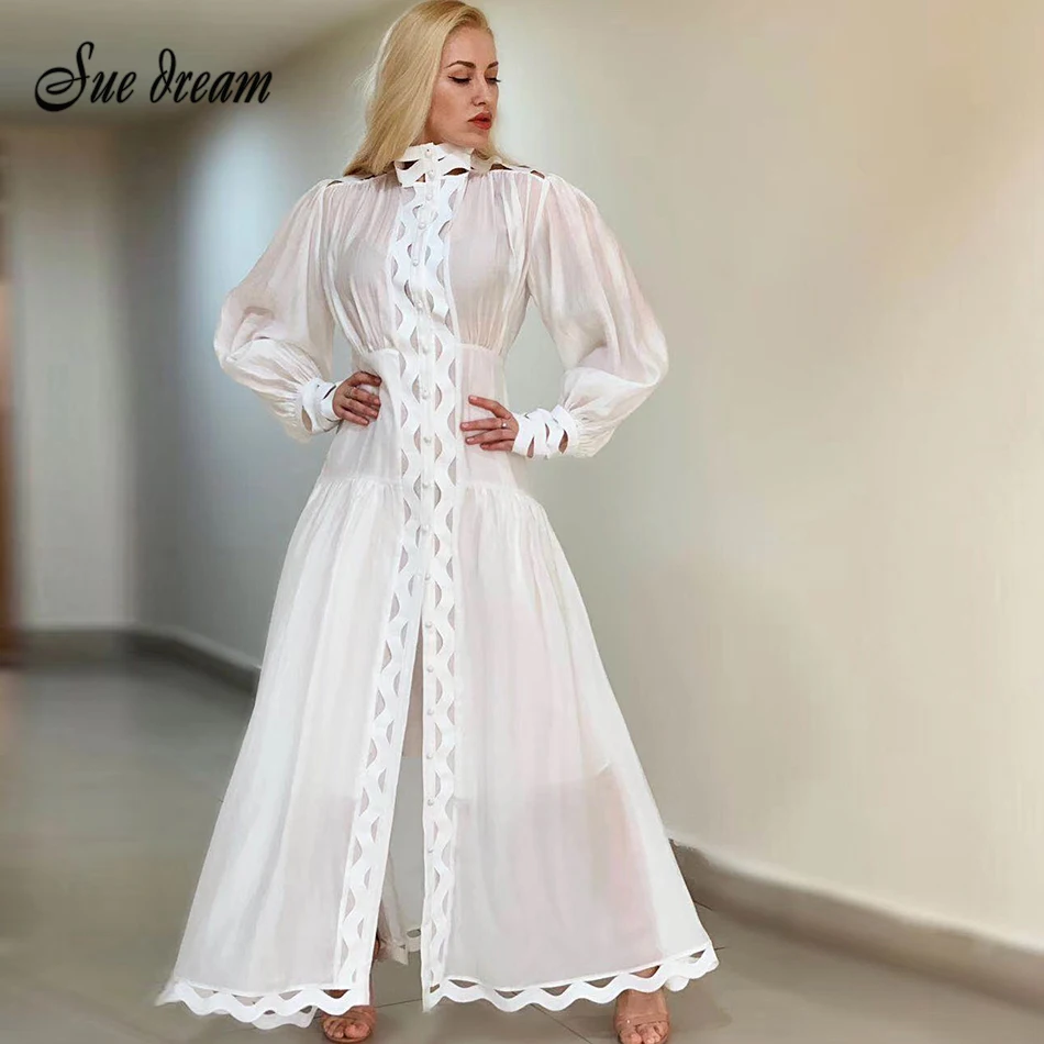 2019 summer new women's retro hollow o-neck white black dress Lantern sleeve long dress club party runway dress Bodycon
2019 summer new women's retro hollow o-neck white black dress Lantern sleeve long dress club party runway dress Bodycon