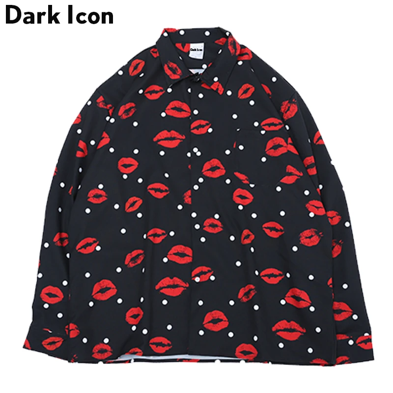 DARK ICON Loose Style Red Lips Hawaii Style Men's Shirt Long Sleeve 2019 New Turn-down Collar Hip Hop Shirt Men
DARK ICON Loose Style Red Lips Hawaii Style Men's Shirt Long Sleeve 2019 New Turn-down Collar Hip Hop Shirt Men