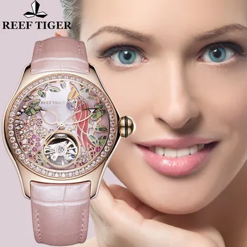 Reef Tiger Luxury Tourbillon Automatic Waterproof Watches Ms Fashion Leather Strap Clock Women Mechanical Casual reloj mujer+Box
Reef Tiger Luxury Tourbillon Automatic Waterproof Watches Ms Fashion Leather Strap Clock Women Mechanical Casual reloj mujer+Box