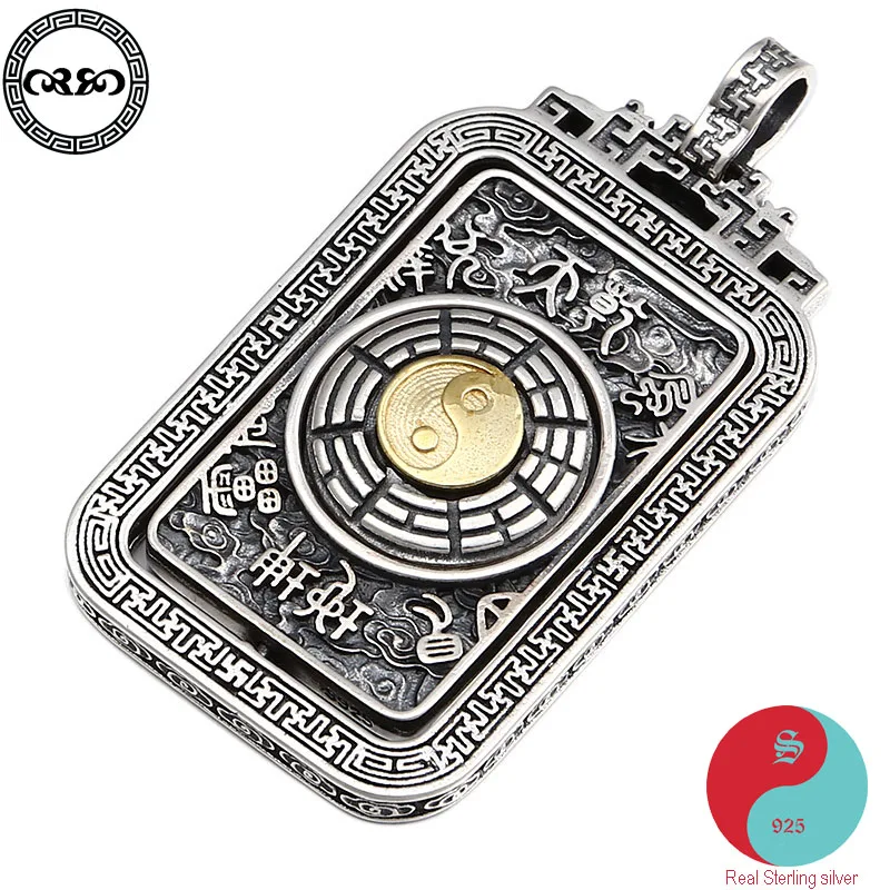 Retro Solid Real 925 Silver Sterling Necklace vintage lucky Chinese rotation YIN YANG Tai chi Gossip pendant necklace for men
Retro Solid Real 925 Silver Sterling Necklace vintage lucky Chinese rotation YIN YANG Tai chi Gossip pendant necklace for men