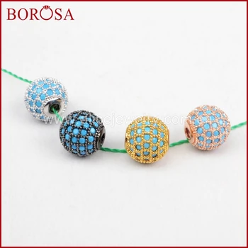 BOROSA 10PCS CZ Micro Pave Blue Zircon TinyRound Ball Beads Findings Jewelry Making DIY,High Quality Mix Color Beads WX364
BOROSA 10PCS CZ Micro Pave Blue Zircon TinyRound Ball Beads Findings Jewelry Making DIY,High Quality Mix Color Beads WX364