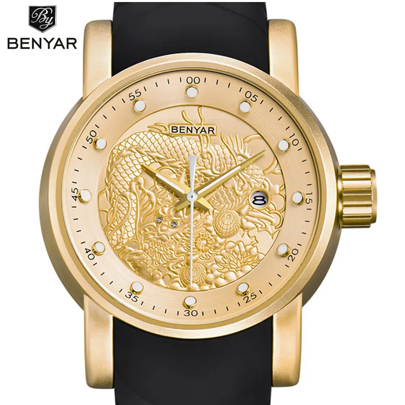 BENYAR Luxury Brand Dragon Sculpture Date Men's Quartz Watch 30M Waterproof Silicone Strap Fashion Watch Relogio Masculino
BENYAR Luxury Brand Dragon Sculpture Date Men's Quartz Watch 30M Waterproof Silicone Strap Fashion Watch Relogio Masculino