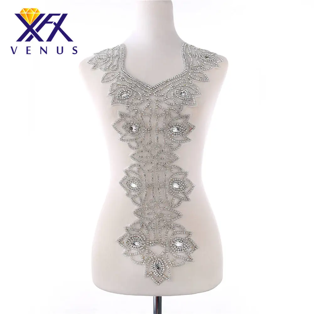 XINFANGXIU Clear Crystal Sparkly Applique Large Size Beaded Rhinestone Patach Dress Embellishment Patch for Bridal Party Dress
XINFANGXIU Clear Crystal Sparkly Applique Large Size Beaded Rhinestone Patach Dress Embellishment Patch for Bridal Party Dress