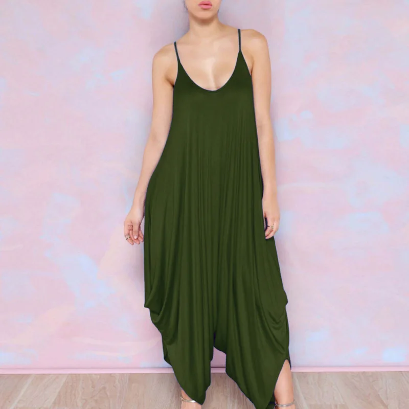 2018 Sexy Party V Neck spaghetti strap wide leg Romper Women Jumpsuit Loose green flare Haren trouser Playsuit plus size overall
2018 Sexy Party V Neck spaghetti strap wide leg Romper Women Jumpsuit Loose green flare Haren trouser Playsuit plus size overall