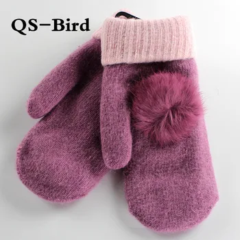 2017 Women Winter Warm Wool Gloves Ladies Rabbit Fur Pompom Mittens Fingerless Gloves guantes mitones
2017 Women Winter Warm Wool Gloves Ladies Rabbit Fur Pompom Mittens Fingerless Gloves guantes mitones