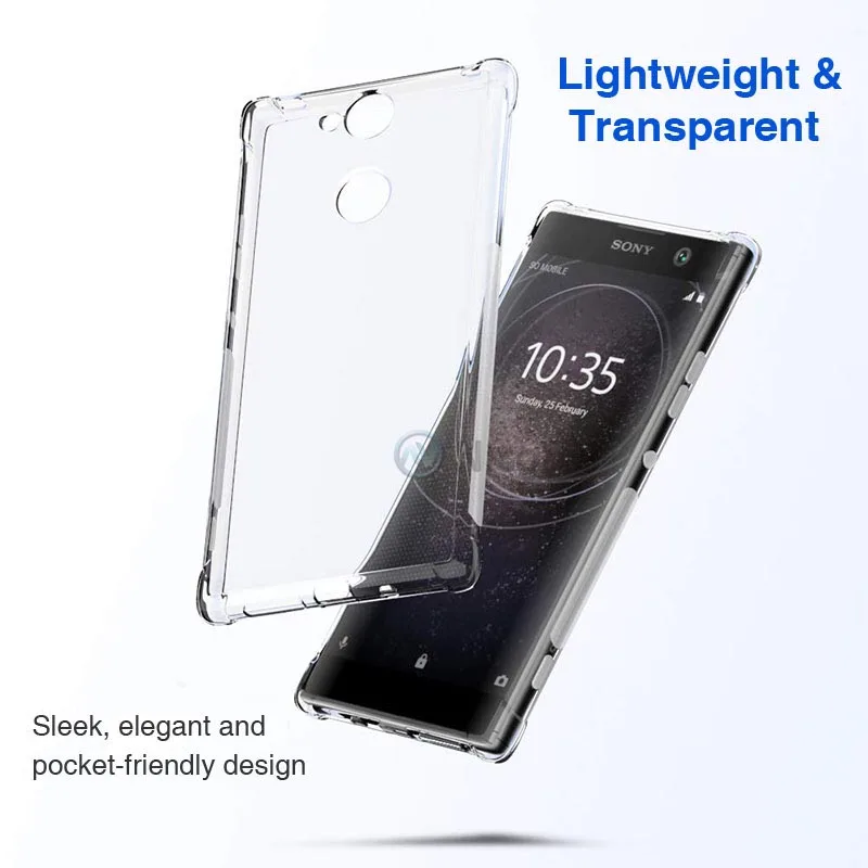 Soft TPU Case For Sony Xperia XA2 PLUS XA2 Ultra Transparent Silicone Clear shockproof Back Cover Air Cushion Frame XA2plus XA2 (4)