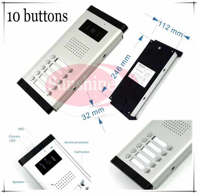 Outdoor camera CCD lens outdoor unit Video door phones intercom systems with 10 buttons for 10 office/villas/apartments/Hotles
Outdoor camera CCD lens outdoor unit Video door phones intercom systems with 10 buttons for 10 office/villas/apartments/Hotles