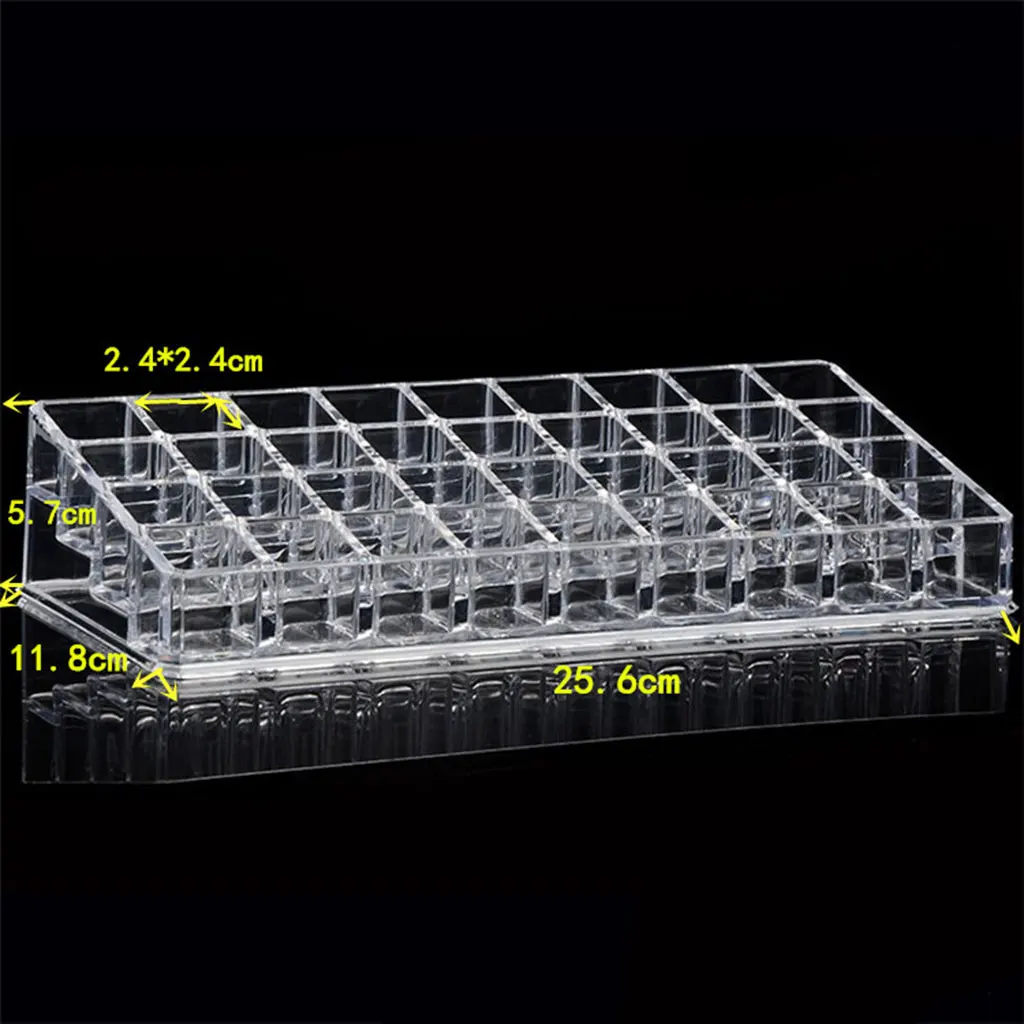 Clear Acrylic Makeup Organizer 4 Levels 36 Deep Slots Lipsticks Lip Gloss Nail Polish Cosmetic Storage Case Display Holder Stand
