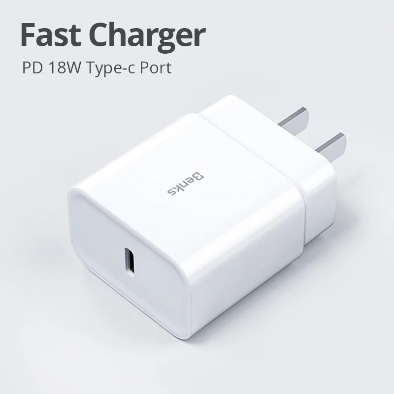 Benks Portable Fast PD Charger Type C 18W Quick Charging Wall Adapter PD 3.0 Charger For iPhone iPad Samsung Huawei Travel USB C
Benks Portable Fast PD Charger Type C 18W Quick Charging Wall Adapter PD 3.0 Charger For iPhone iPad Samsung Huawei Travel USB C