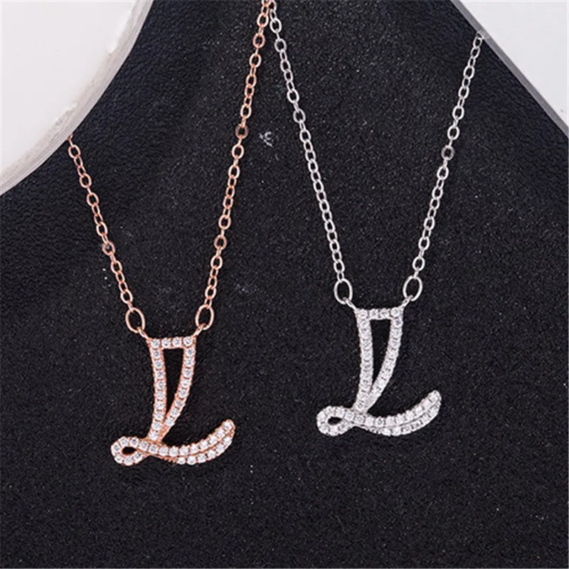 vintage simple L letter korean accessories micro setting 92.5 silver dainty necklace for fine jewellery
vintage simple L letter korean accessories micro setting 92.5 silver dainty necklace for fine jewellery