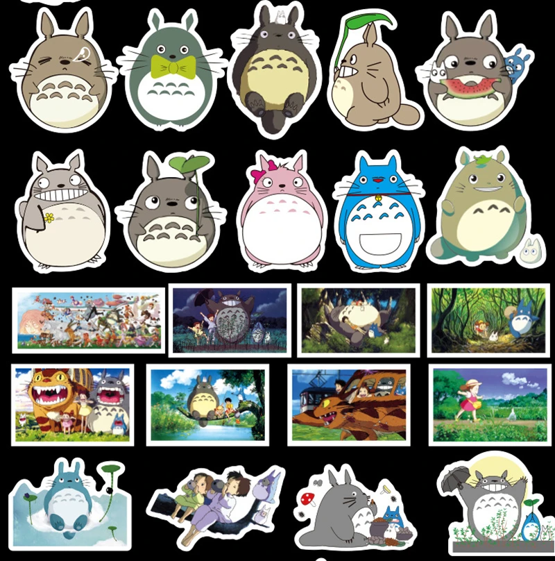 50pcs/pack Tonari No Totoro Stickers For Laptop Moto Skateboard Luggage Guitar Furnitur Decal Waterproof Graffiti Stickers Toys